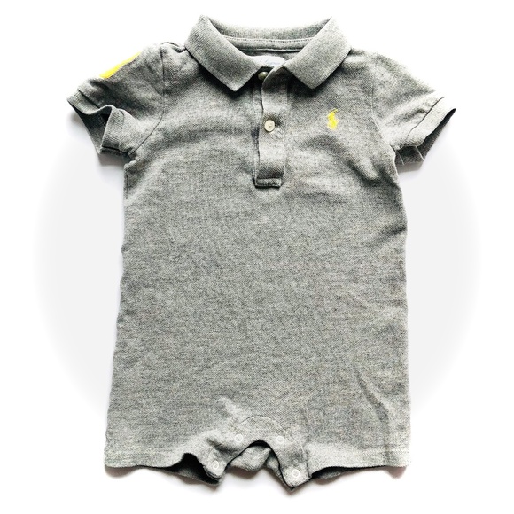 Ralph Lauren Other - Ralph Lauren | Gray Knit Short Sleeve Polo Romper